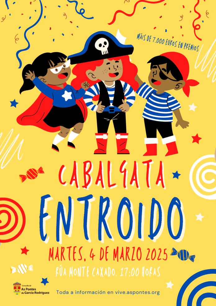 Flyer Fiesta de Disfraces Ilustrado Amarillo Rojo y Azul