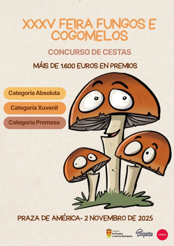 Flyer Mercado de Setas Ilustrado Beige