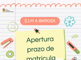 ABERTO O PRAZO DE FORMALIZACIÓN DE MATRÍCULA NA E.I MUNICIPAL A BAROSA PARA O CURSO 2026/2027